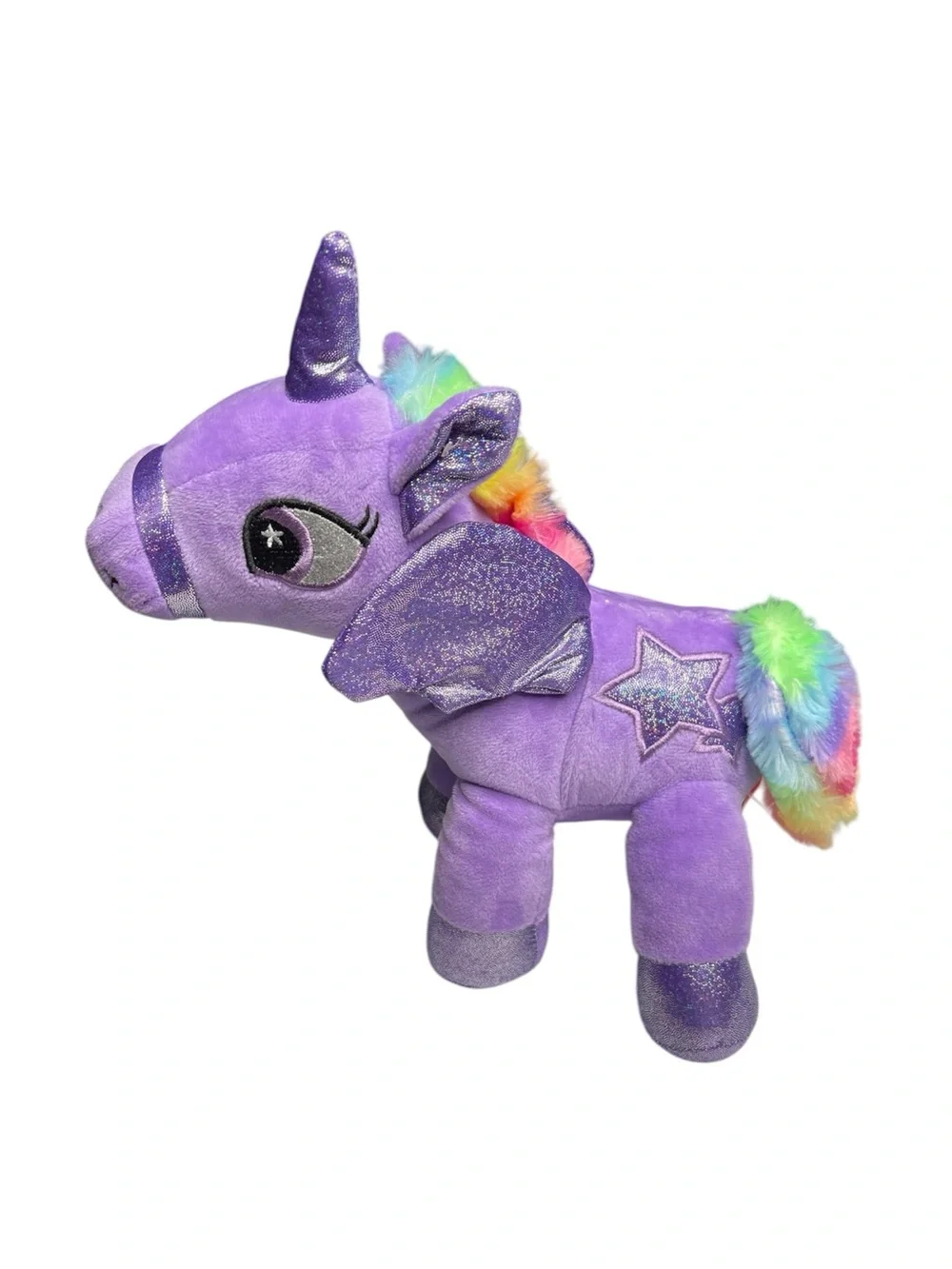 Purple Plush Unicorn Toy with Glitter Accents